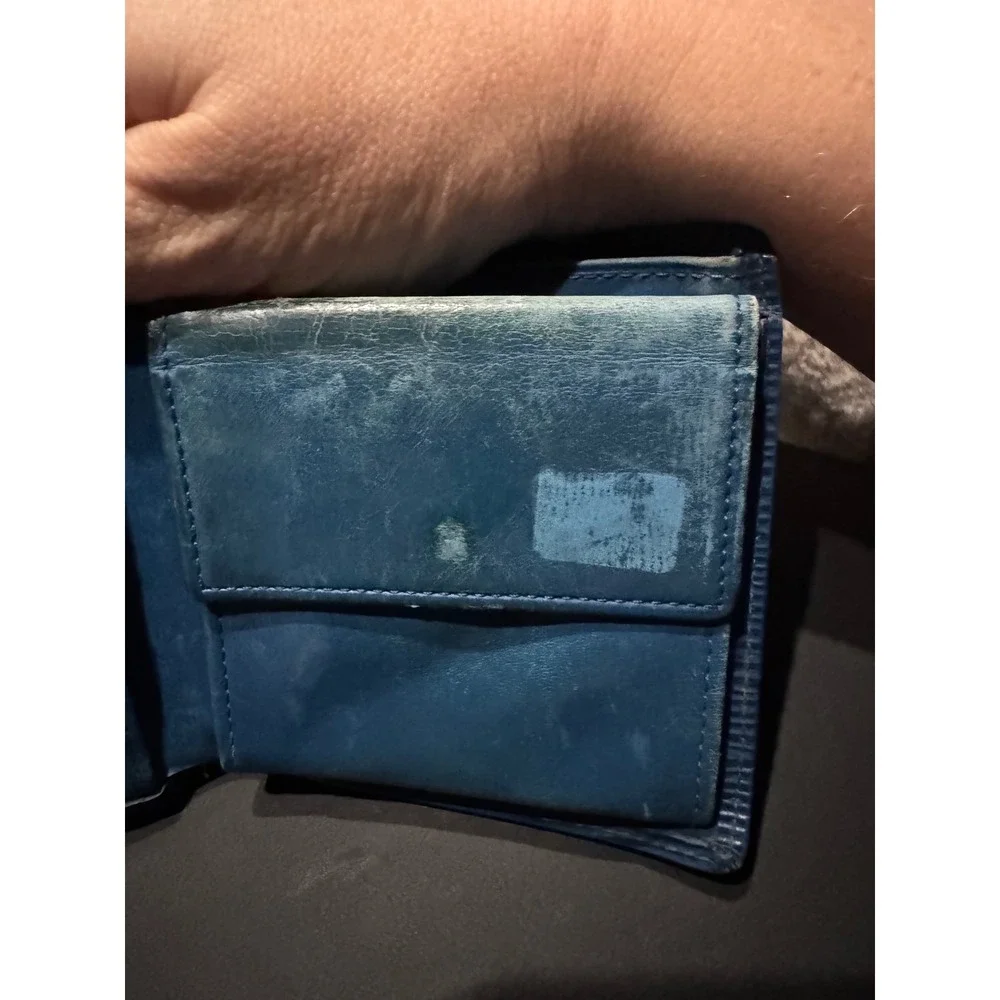 Louis Vuitton Blue Epi Leather Bifold Wallet w/Coin Pouch Authentic Vintage Worn